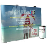 Details zu Faltdisplay "Cool Budget" 4x3 inkl. Bedruckung, Tonne und Leuchten