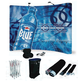 Faltdisplay "Cool Budget" 3x3 inkl. Bedruckung, Tonne und Leuchten (Faltdisplays)