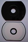 Visitenkarten-CD-Rohlinge halbrund - bedruckbar/inkjet printable weiss - 57MB  Brennseite dunkelblau