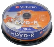 VERBATIM Mini-DVD-Rohlinge bedruckbar/inkjet printable weiss - Mini DVD-R 8cm - 10 St�ck