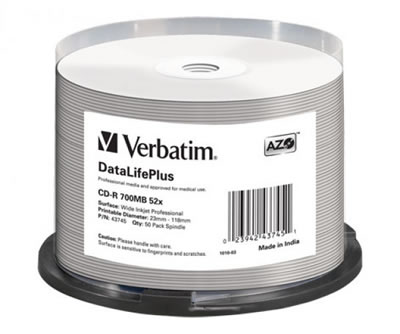 VERBATIM CD-Rohlinge - bedruckbar/inkjet printable weiss - 50 St�ck (CD-Rohlinge bedruckbar)